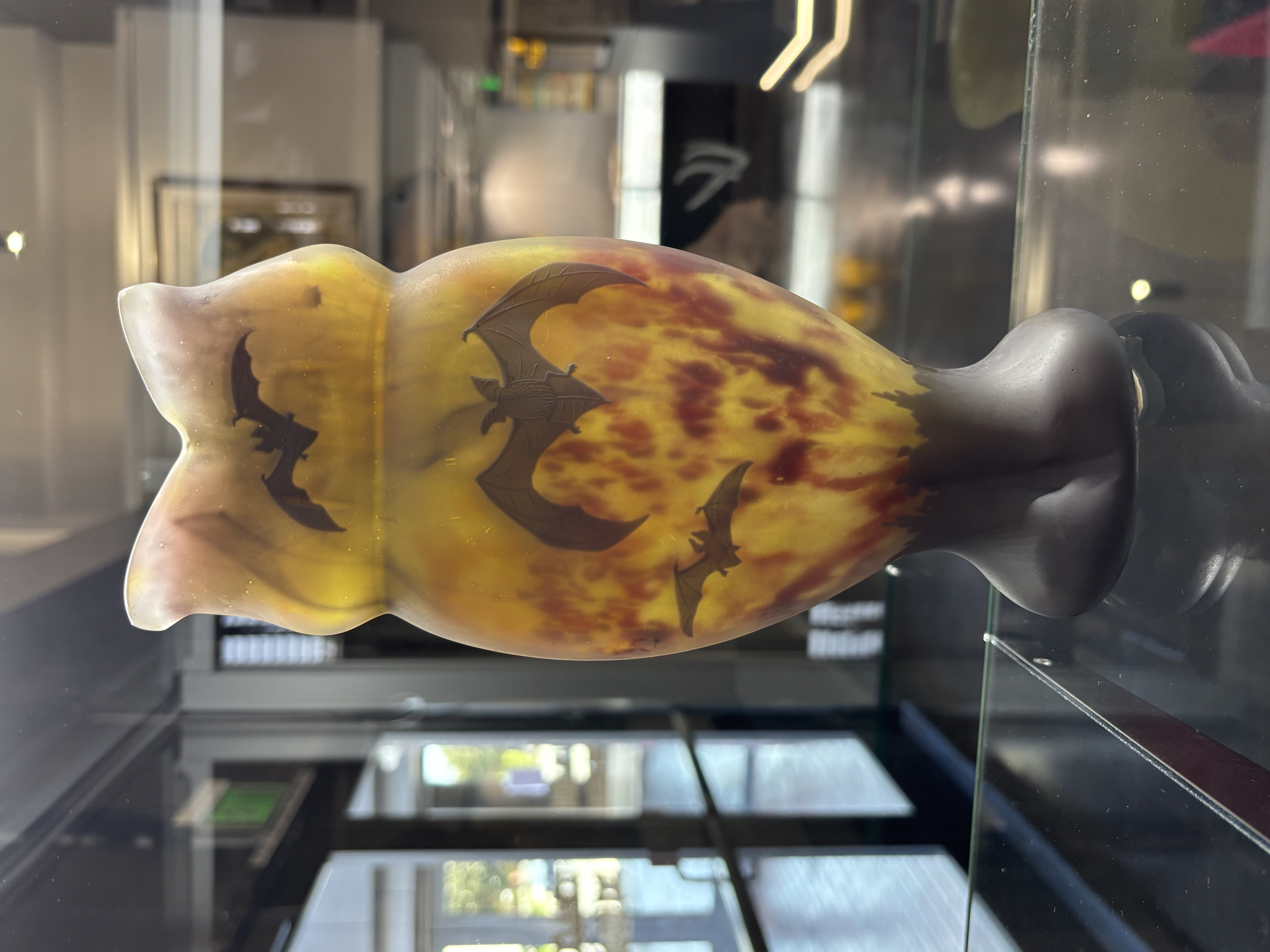 Daum Cathedral in Flames Bat Vase