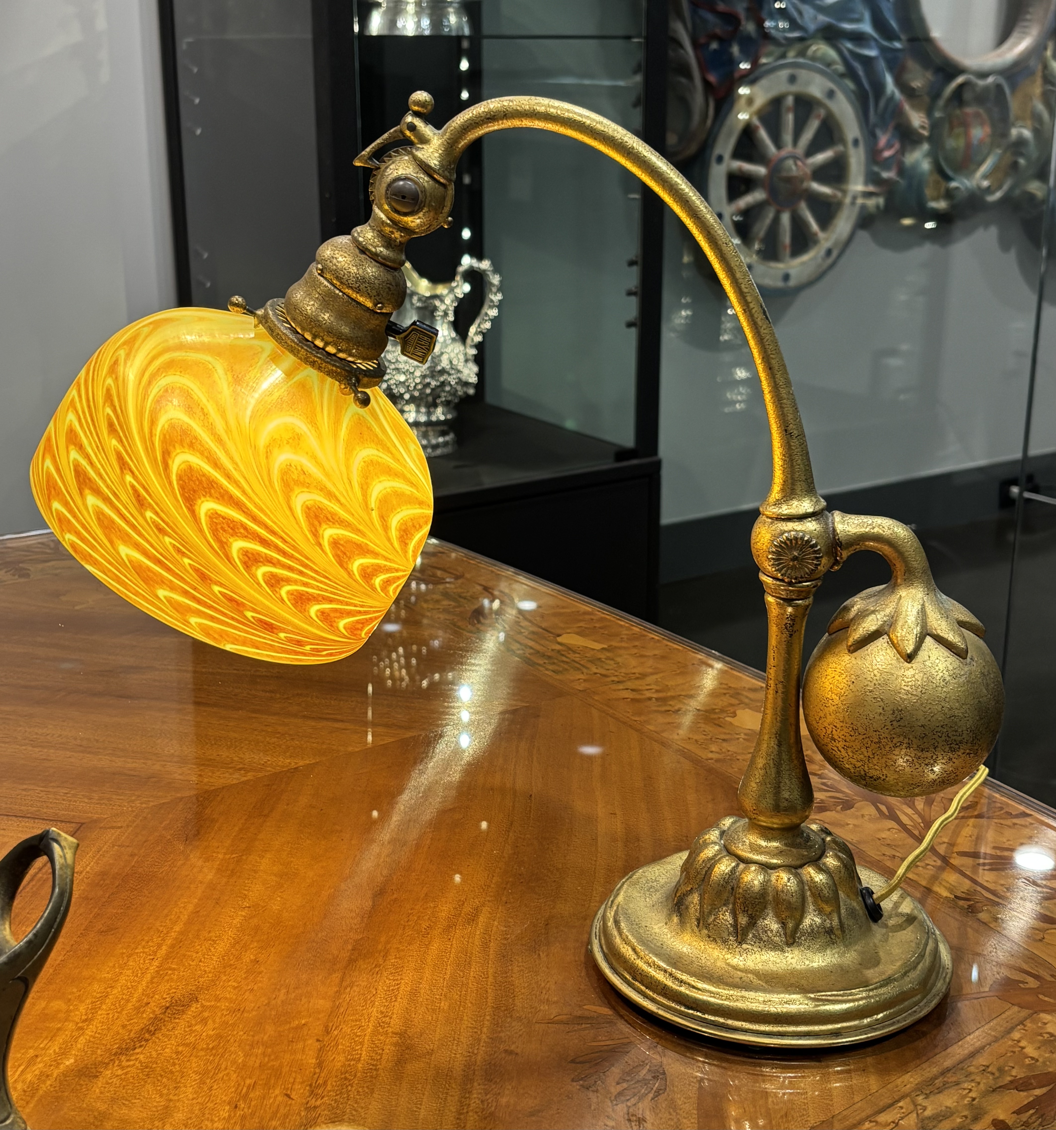 Counterbalance Lamp with Blown Glass Shade