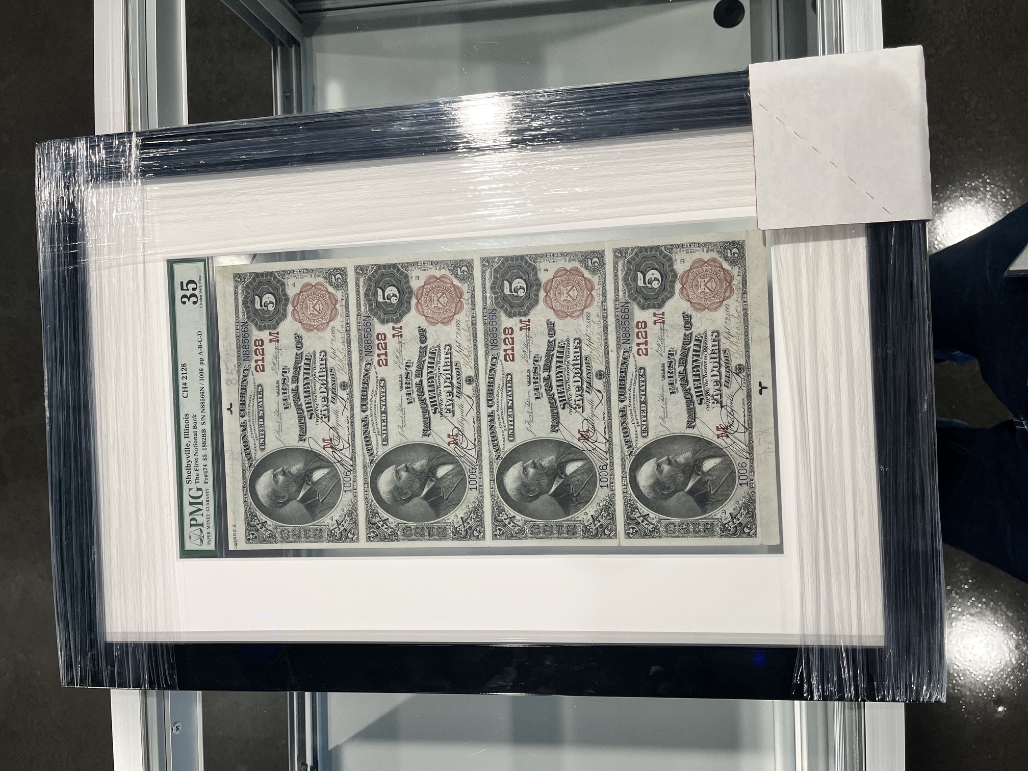 Shelbyville $5 First National Bank (Brown Back) 1882 Uncut Sheet