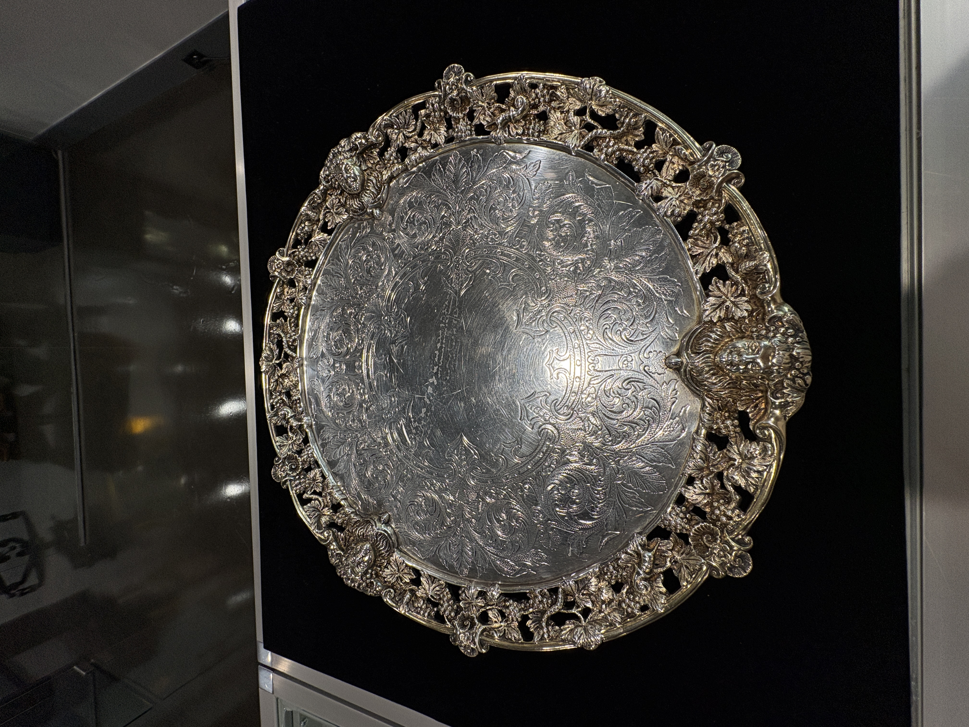 Goldsmiths & Silversmiths Co. Silver Gilt Charger with Cast and Applied Border 14 1/2 in. 